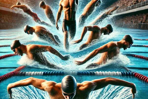 DALL·E 2025-03-15 22.41.49 - A professional Individual Medley Swimming (Nado Medley) competition in progress, featuring an elite swimmer transitioning between strokes in an Olympi