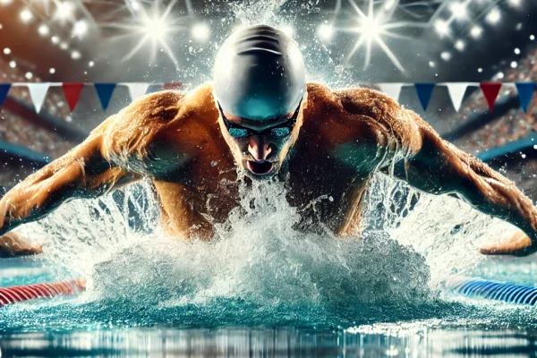 DALL·E 2025-03-15 22.43.04 - A professional Breaststroke Swimming (Nado Peito) competition in progress, featuring an elite swimmer executing a powerful breaststroke technique. The