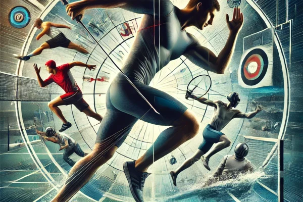 DALL·E 2025-03-18 00.39.53 - A dynamic image of an athlete competing in a Tetratlo, a sport involving four different events. The athlete is in the middle of a multi-discipline com